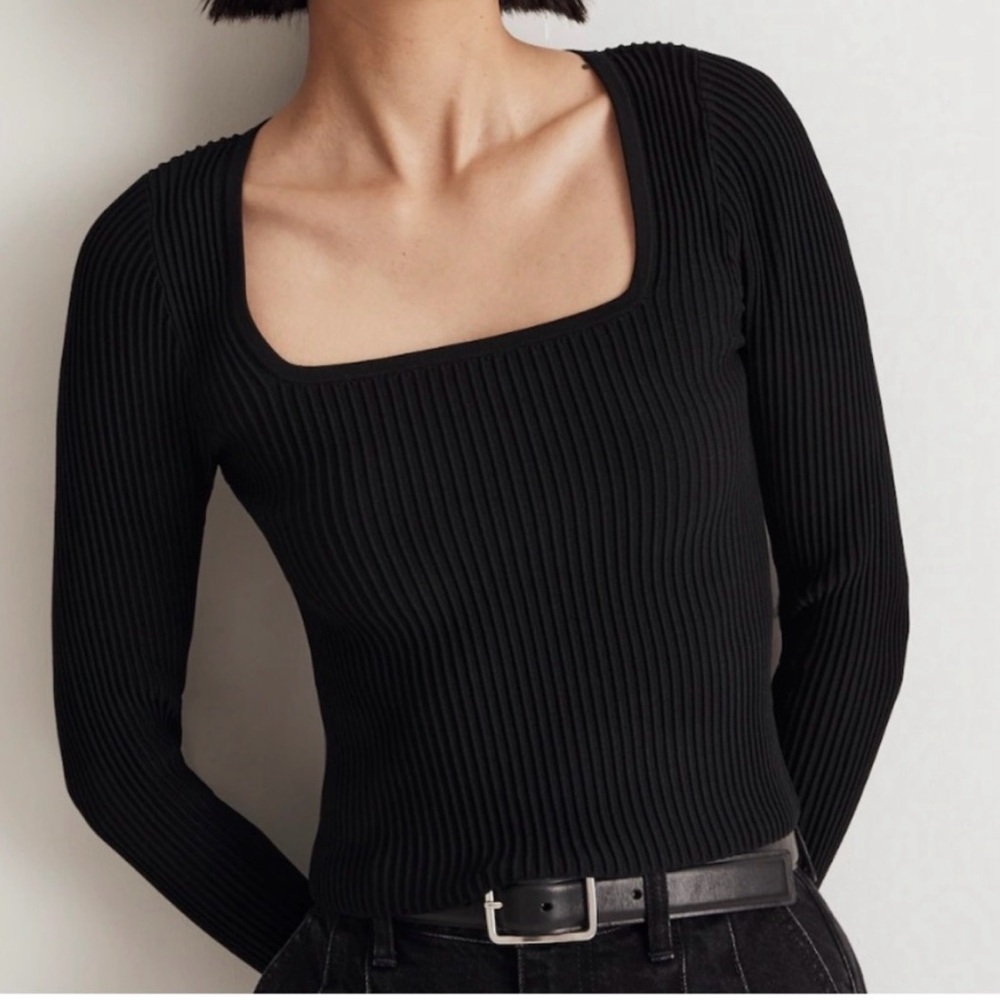 Madewell Ottoman Pullover Crop Sweater - Black Size M